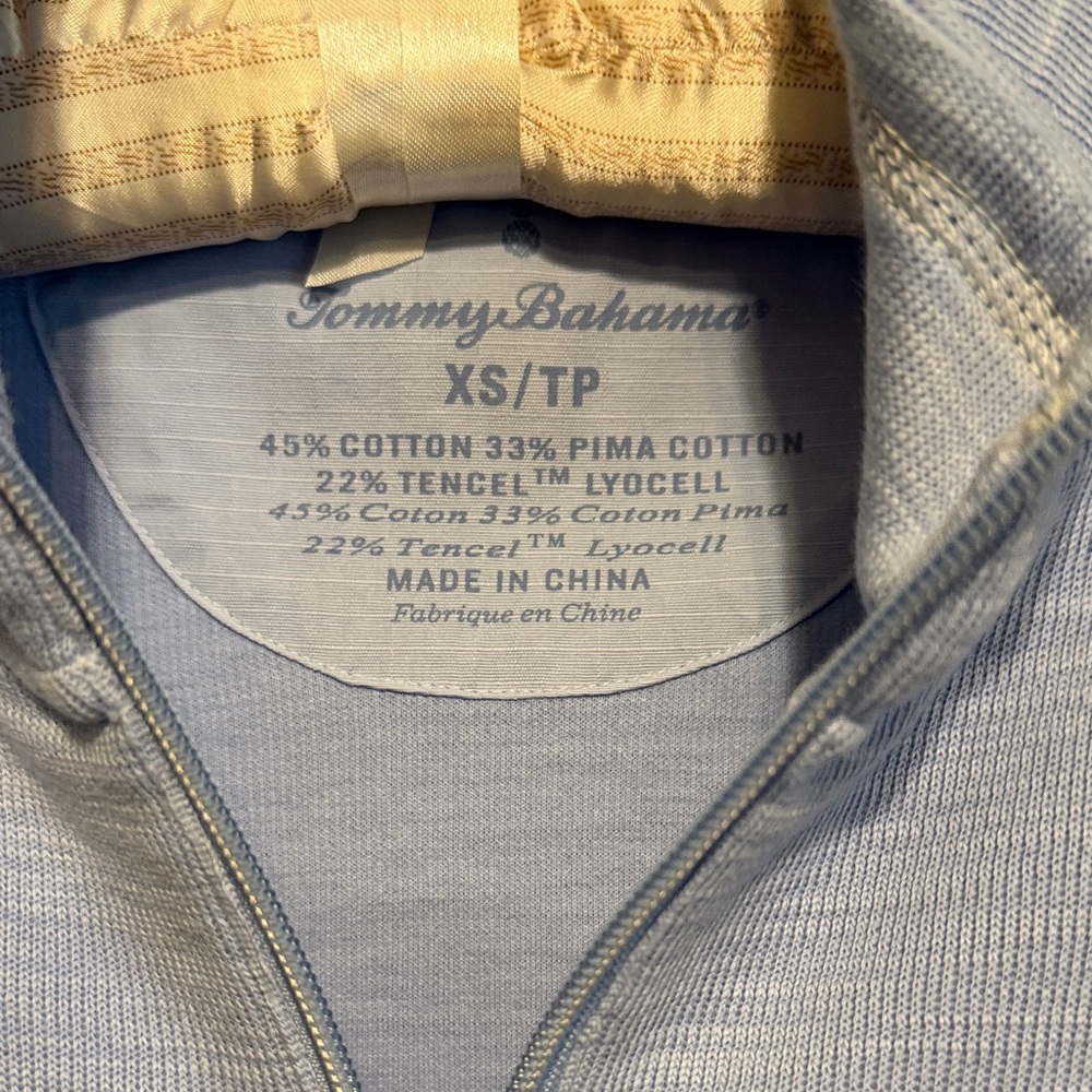 Tommy Bahama Light Blue Quarter-Zip Top - Picture 2 of 4